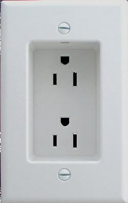 RECESSED CLOCK DUPLEX OUTLET WHITE PLASTIC LEVITON