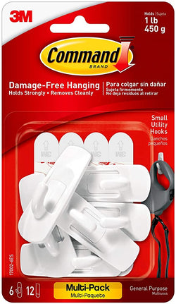 COMMAND WHITE SMALL UTILITY HOOKS 6PK