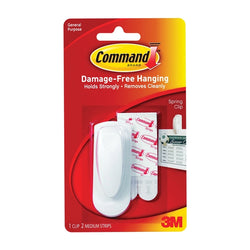 COMMAND WHITE SPRING CLIP 1PK