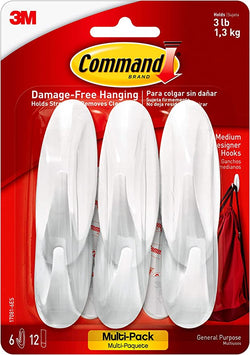 COMMAND WHITE LARGE UTILITY HOOKS 3PK