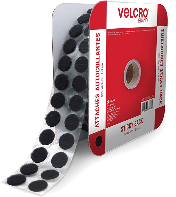 VELCRO STICKY BACK BLACK DOTS (PK.6)